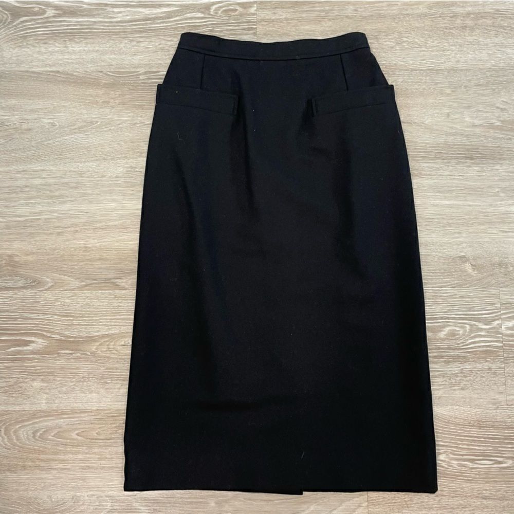GUCCI Vintage Wool Black Midi Pencil Skirt sz 0